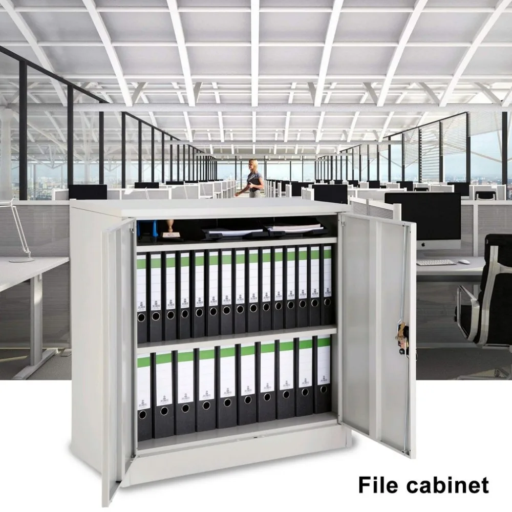 

Newest Durable 3 Layers Metal Office 2 Door Filing Cabinet Storage Document Lockable Secure Vertical File Cabinet Organizer