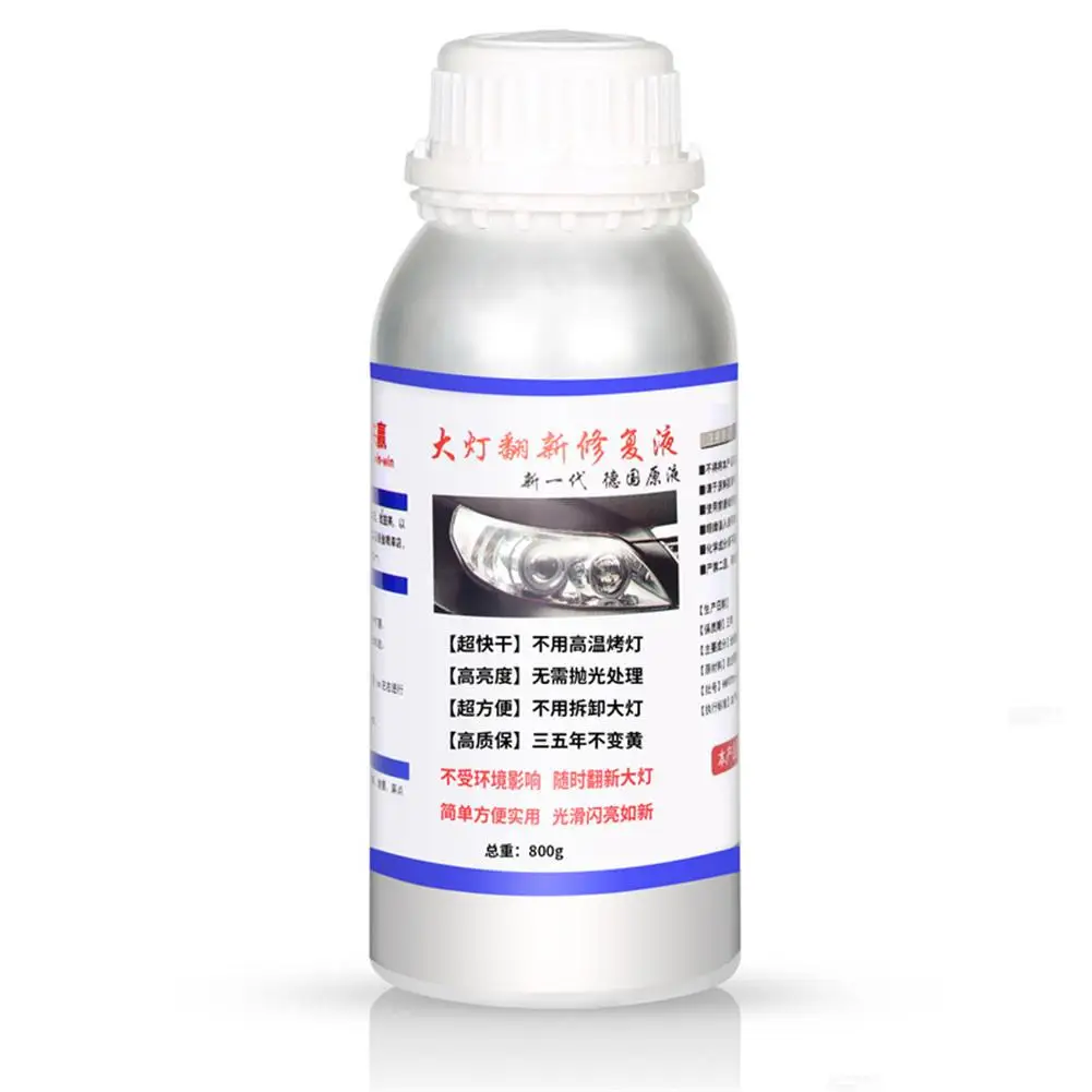  800ML Car Headlight Repair Refurbishment Liquid Auto Headlight Restoration Agent Kit Scratches Lamp