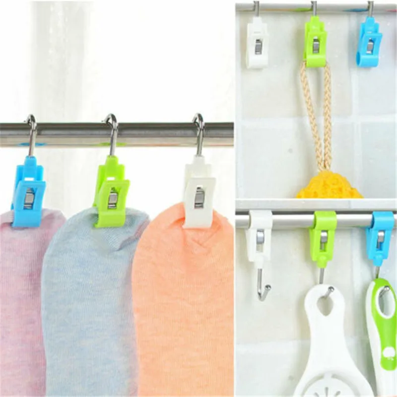 

4Pcs Portable Laundry Hook Hanging Clothes Pins Underwear Boot Hanger Hold Clip