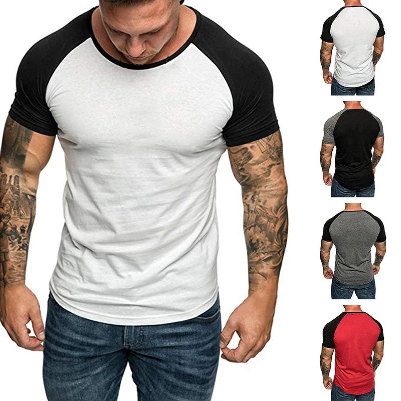 

2019 Summer Brand Clothing Men's Short Sleeve Round Neck T-shirts Casual Baseball Tshirt Men Slim Tee Tops Streetwear Plus Size