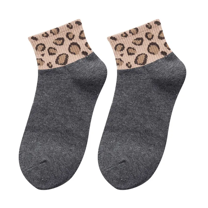 Leopard Cycling Socks Women New Spring Ladies Leopard Print Socks Fashion Women Anklets Sox Sport Socks #2d18 (3)