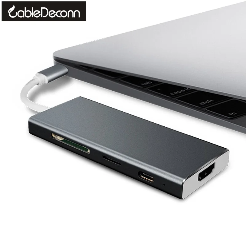 

Thunderbolt 3 Hub to TF SD Slot Card Reader USB3.0 Hub UHD HDMI 4K Gigabit Ethnernet RJ45 USB-C PD For Macbook Pro Samsung S8