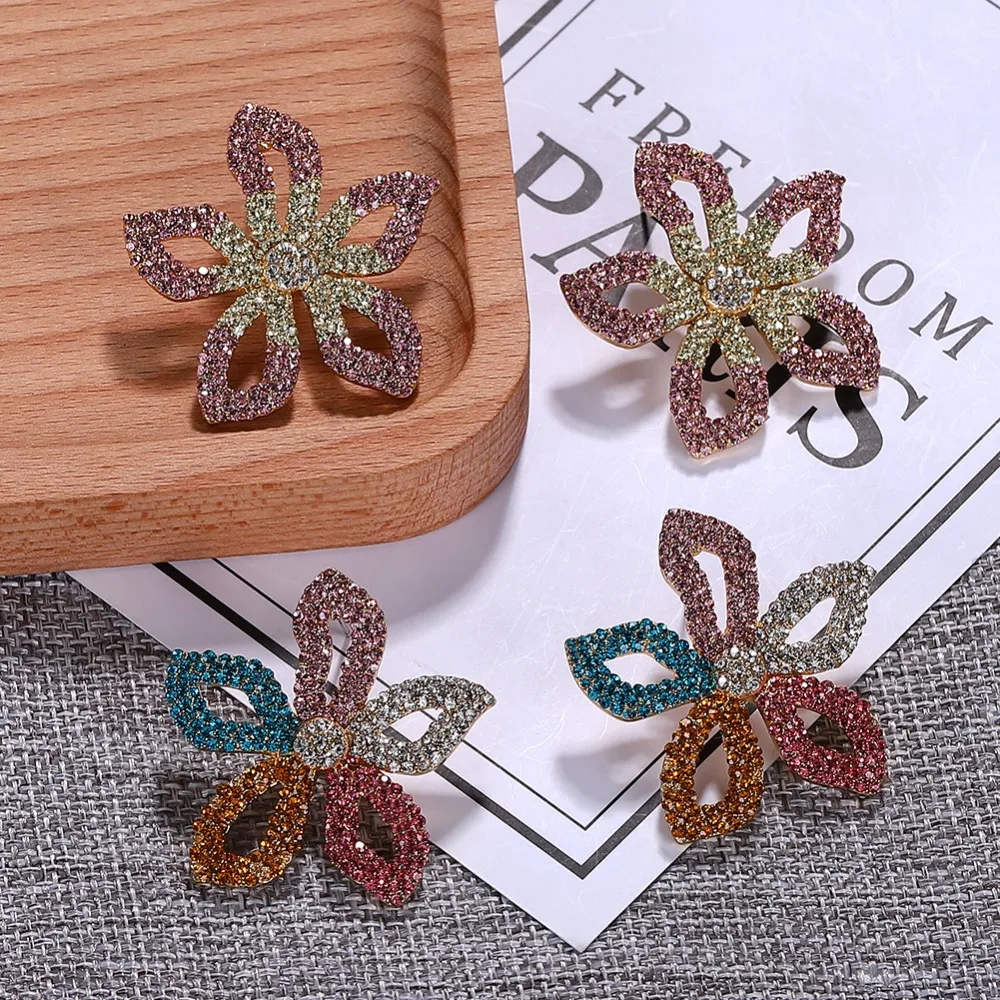 Женские серьги-гвоздики в Корейском стиле, украшенные кристаллами, модная цветная подвеска, Свадебные Летние аксессуары, подарок