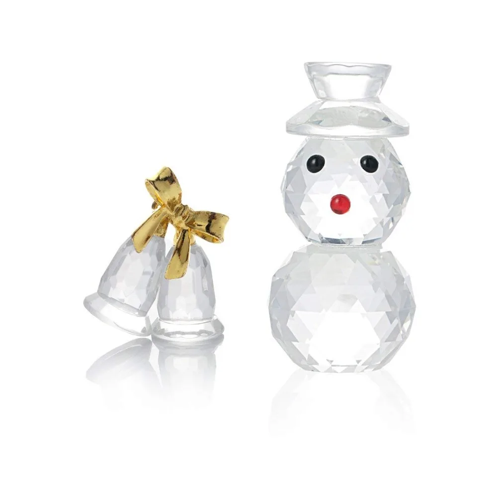 H&D 2pcs Crystal Snowman with Hat Holiday Figurine Collection Ornament