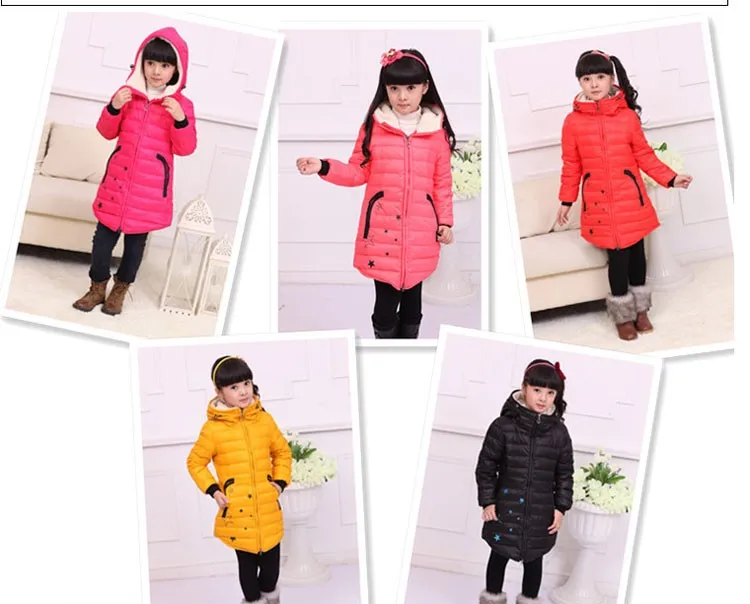 Зимняя одежда для девочек, длинный пуховик, Толстая куртка, верхняя одежда, детские повседневные спортивные пальто для девочек