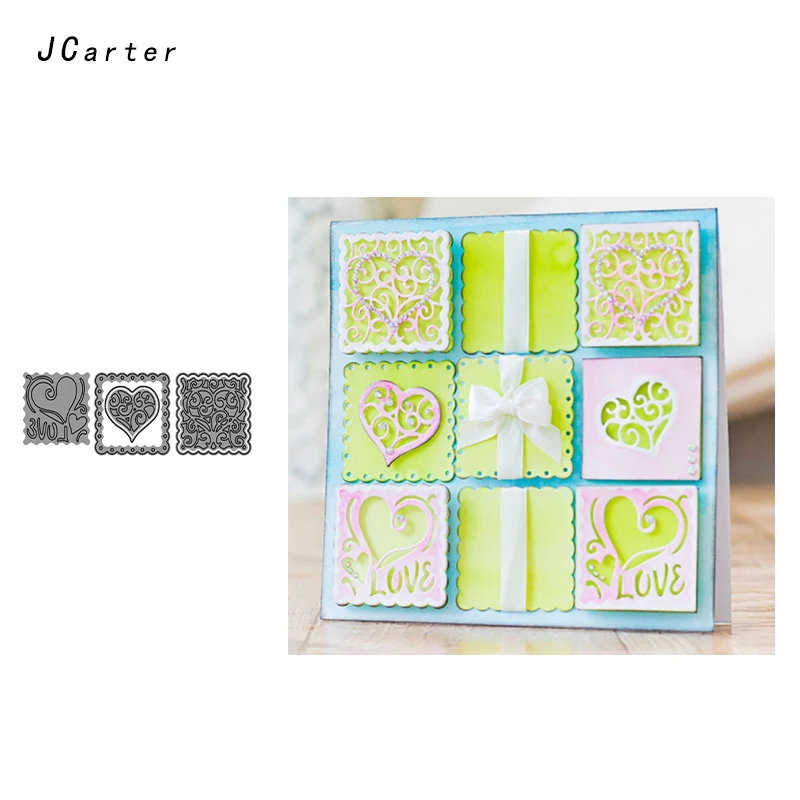 

JCarter Lace Heart Background Card Metal Cutting Dies Stencils for Scrapbooking DIY Embossing Folder Paper Handmade Album Crafts