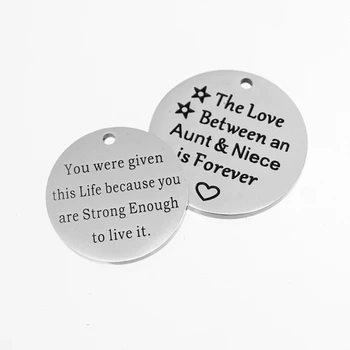 

100% Stainless Steel Engraved Round Tags Plate Pendant Shape Design Logo Words Mirror Polished Wholesale 100pcs