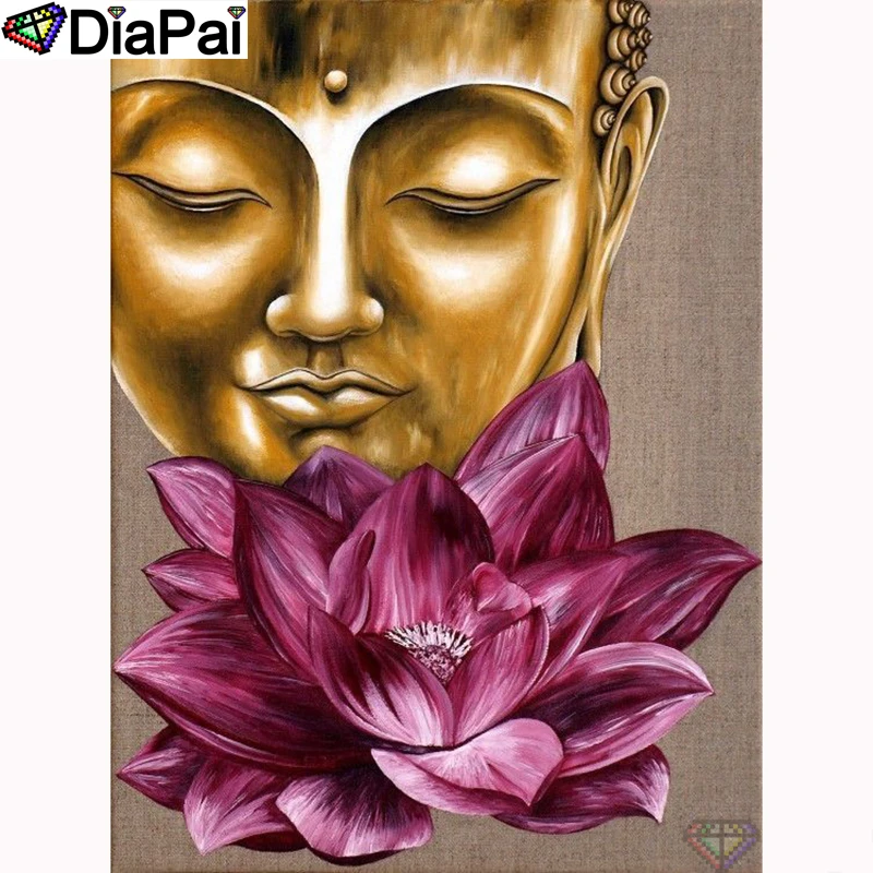 

DIAPAI Diamond Painting 5D DIY 100% Full Square/Round Drill "Buddha flower"Diamond Embroidery Cross Stitch 3D Decor A23684