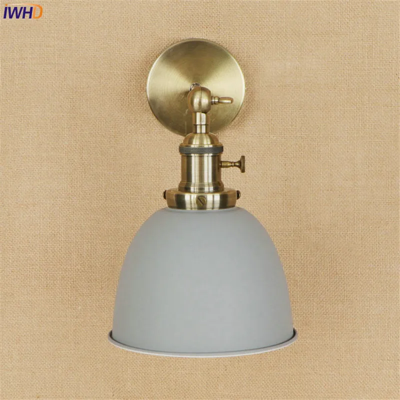 Kaufen IWHD Messing Grau Edison LED Wand Lampe Neben Wandlampen E27 4W Treppen Licht Vintage Arm Wandleuchter Applique Murale leuchte