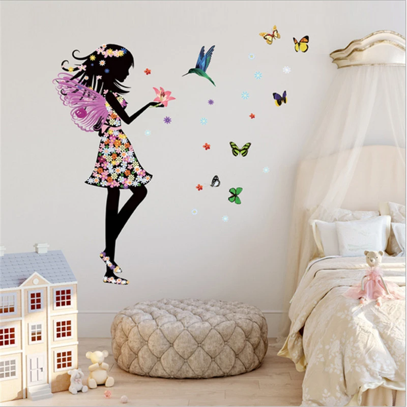 Beautiful Butterfly Elf Girl Bird Arts Wall Sticker For Kids Rooms Home Decor Wall Decal Baby Bedroom Wall Wall Stickers Aliexpress