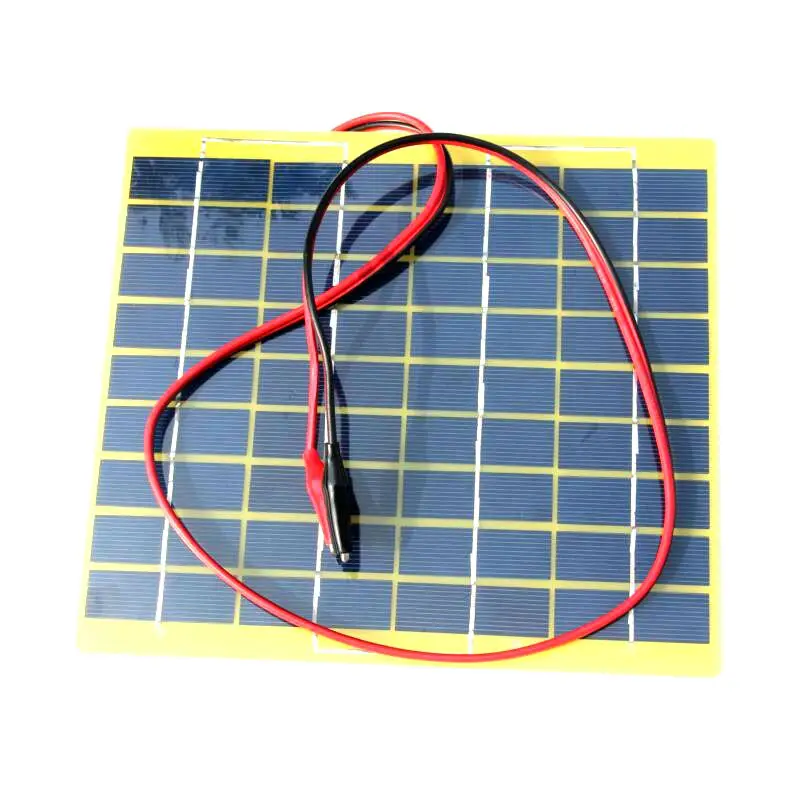 

5W 18V PET Solar Panel Solar Cell Solar Module With Battery Clip For 12V Battery Charger High Quality Free Shipping