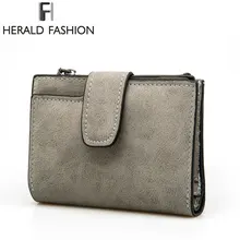 Herald Fashion Lady Letter Wallet Zipper Short Clutch Solid Vintage Matte Women Wallet Fashion Small Female
