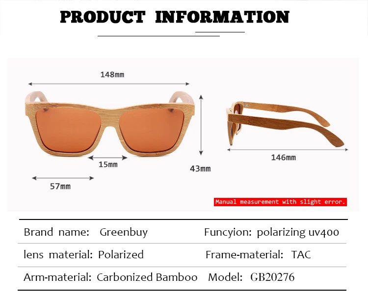 GREENBUY бамбук карбида экологически чистые угольного цвета; модные солнцезащитные очки в стиле ретро для мужчин солнцезащитные очки для