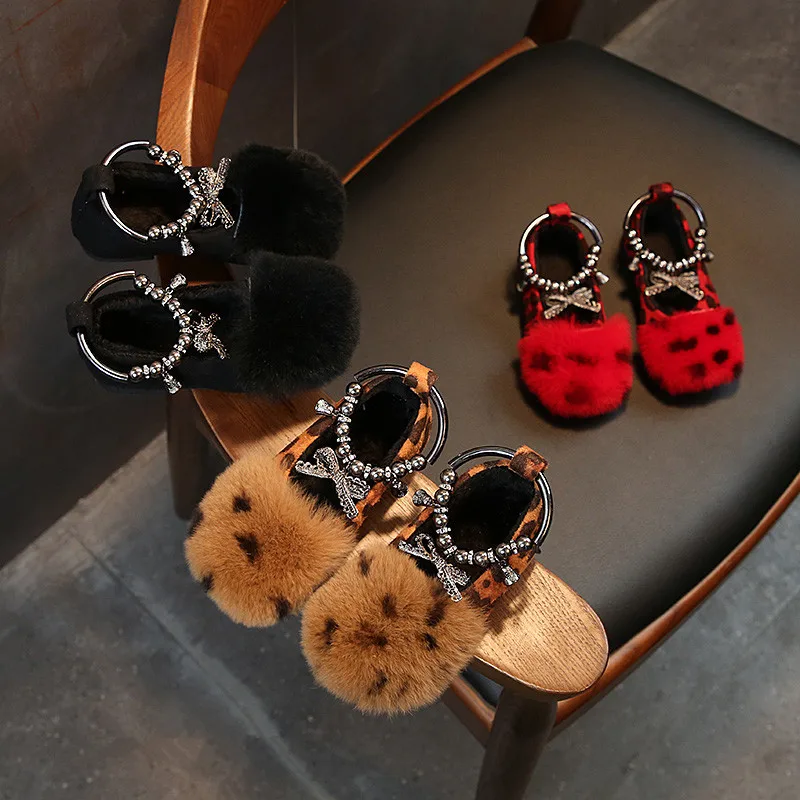 

2018 winter new Korean girls shoes princess warm velvet shoes kids snow boots children's casual footwear ur shoes 17N1120