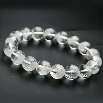 

Genuine Natural White Phantom Quartz Crystal 11.5mm Clear Round Beads Women Healing Charm Bracelet AAAAA