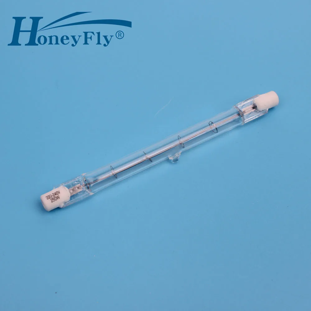 HoneyFly 1 шт. J118 галогенные лампы 220 V/110 V 150W 200W 250W 300W 500W R7S с двумя концами, 118 мм нити потолочные светильники кварцевая трубка