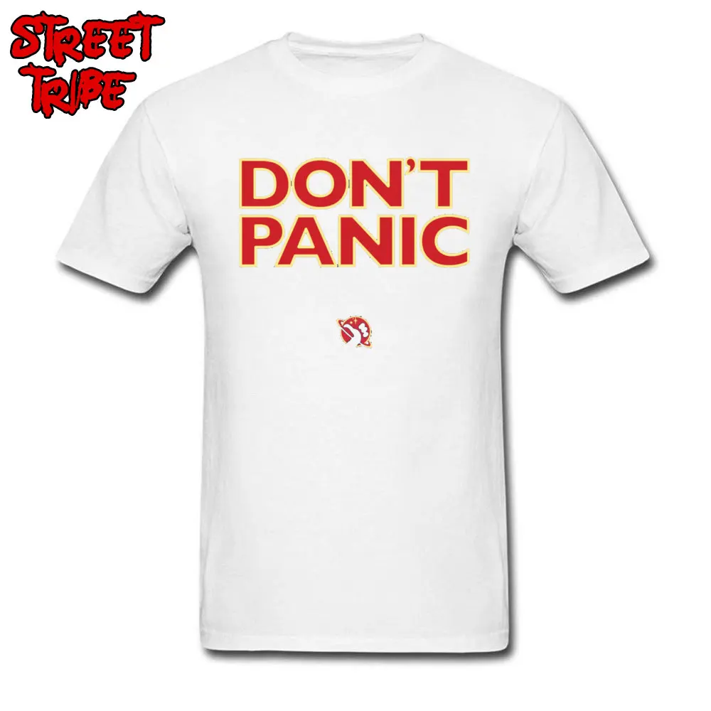 dont panic 18305 Birthday T-shirts for Men Cotton Summer Tops T Shirt Street Tee Shirts Short Sleeve Fashion Crewneck dont panic 18305 white