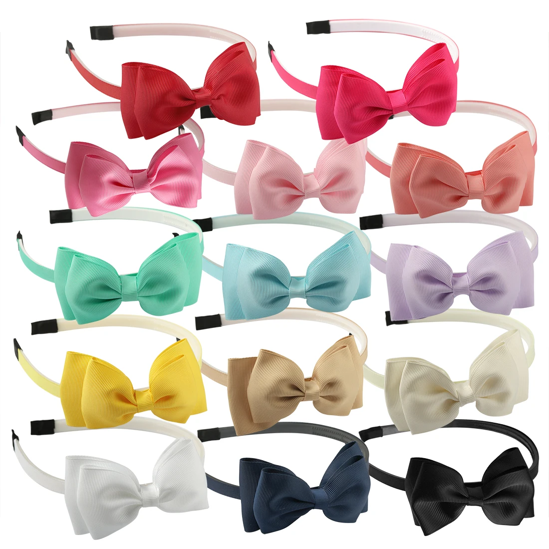 14pcs/lot 4inch Double Layer Bows With Plastic Headbands Children's ...