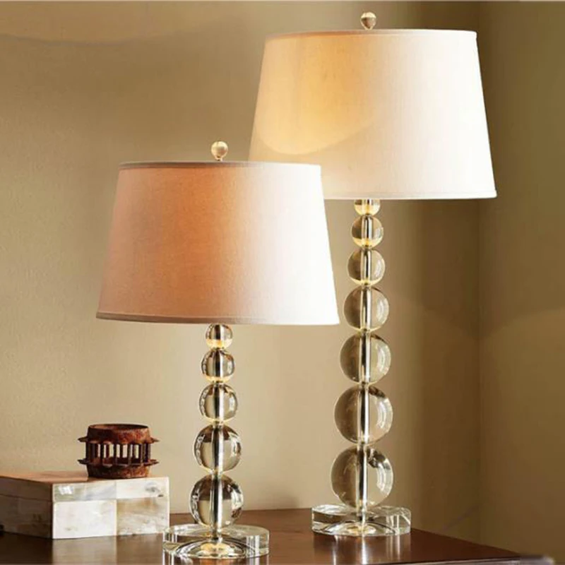 

Luxury Modern LED crystal Table Lamps Contemporary crystal lighting Art Deco bedroom study LED Table Lamps with fabric lampshade