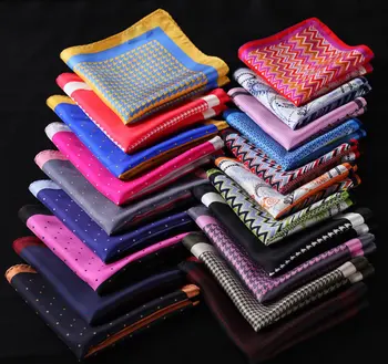 

RE Herringbone Paisley Dot Houndstooth Handkerchief 100% Natural Silk Satin Mens Hanky Fashion Wedding Party Pocket Square