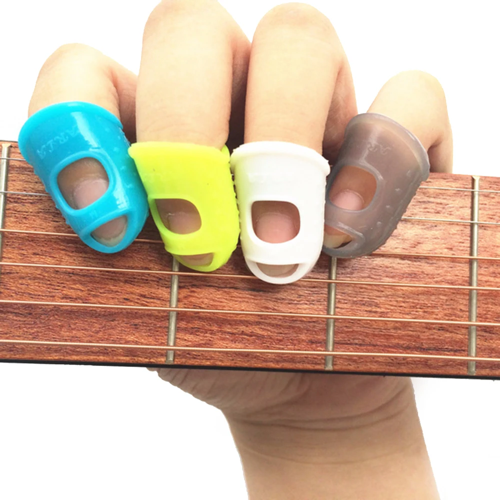 

4 Pcs/set Guitar Fingertip Protector Finger Stall Silicone String Finger Guard Against the Press Finger Guitar Accessories