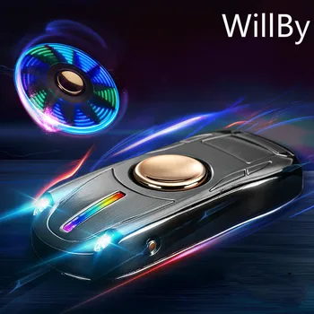 

2PCS/LOT Sports Car Shaped Fingertips Gyro USB Rechargeable Eletronic Cigarettes Lighter with Lamp