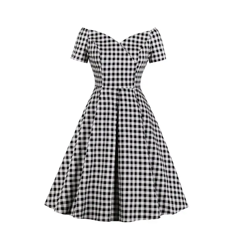 

Sisjuly Elegant Vintage Plus Size Party Sweet Women Midi Dresses High Waist Plaid Aline Dinner Retro 2019 Female Fashion Dress
