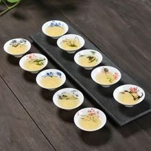 6 шт./лот, 80 мл, голубой и белый фарфор, Цзиндэчжэнь, белая керамика, китайский кунг-фу, чайная чашка, винтажная, лотос, мастер саке, чайная чашка, подарки