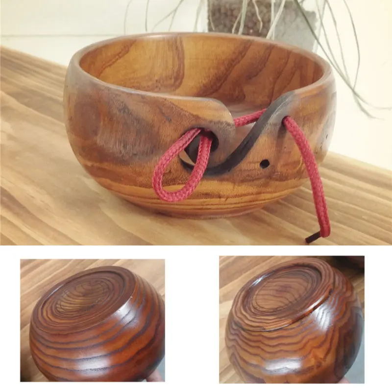 Yarn Bowl Holder Wood Yarn Bowl Storage Non Slip Crochet Organizer Smooth Swirl Wool Sekin Knitting Project Needlework Accessory