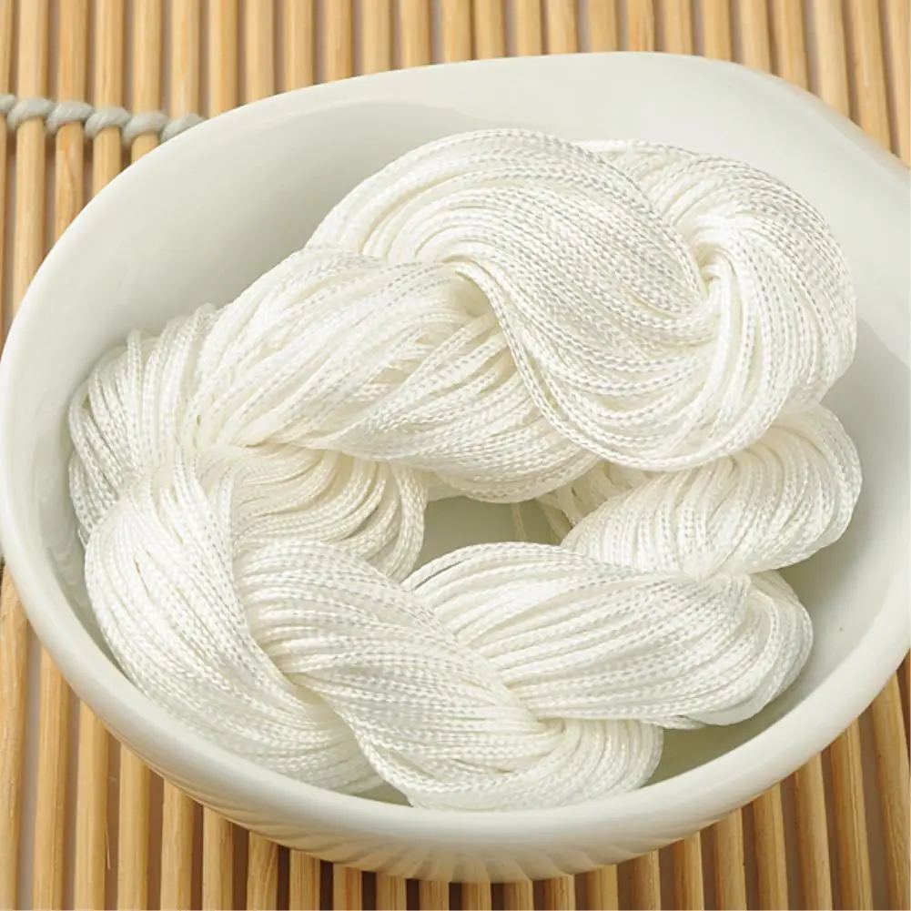 1mm 20m Nylon DIY hinese Knot Cord Macrame Rattail Braided Jewelry Thread String for costume and garment - Цвет: white