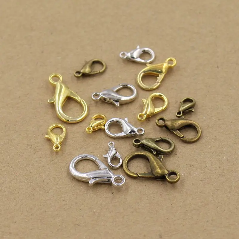 100 Pieces Silver//Gold Lobster Clasps Necklace Bracelet Findings Fastener