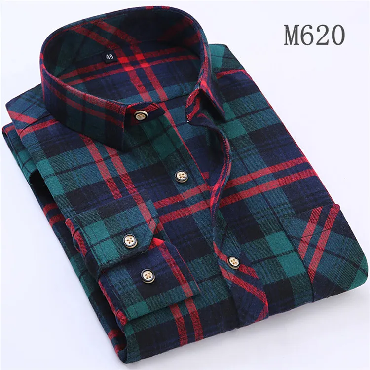 DAVYDAISY, высокое качество, повседневные рубашки для мужчин, осень, длинный рукав, модная фланелевая рубашка в клетку, мужские рубашки, 6 цветов, DS-135 - Цвет: M620
