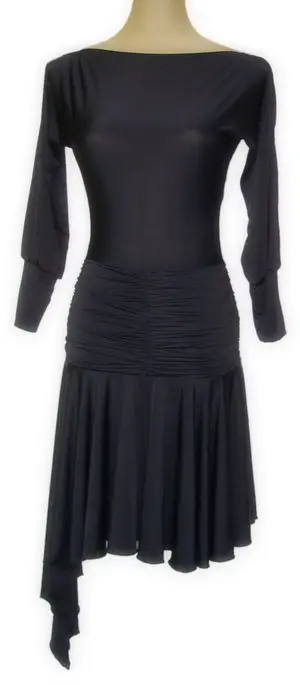 

ballroom dance Latin dance 3/4 sleeve bare arm abdominal ruffle waist Latin t practice dress W11017