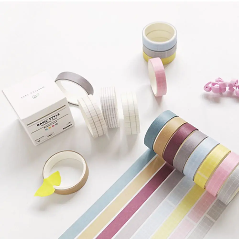 

Creative Grid Pure Color Washi Tape DIY Scrapbooking Sticker Label Masking Tape School Office Supply