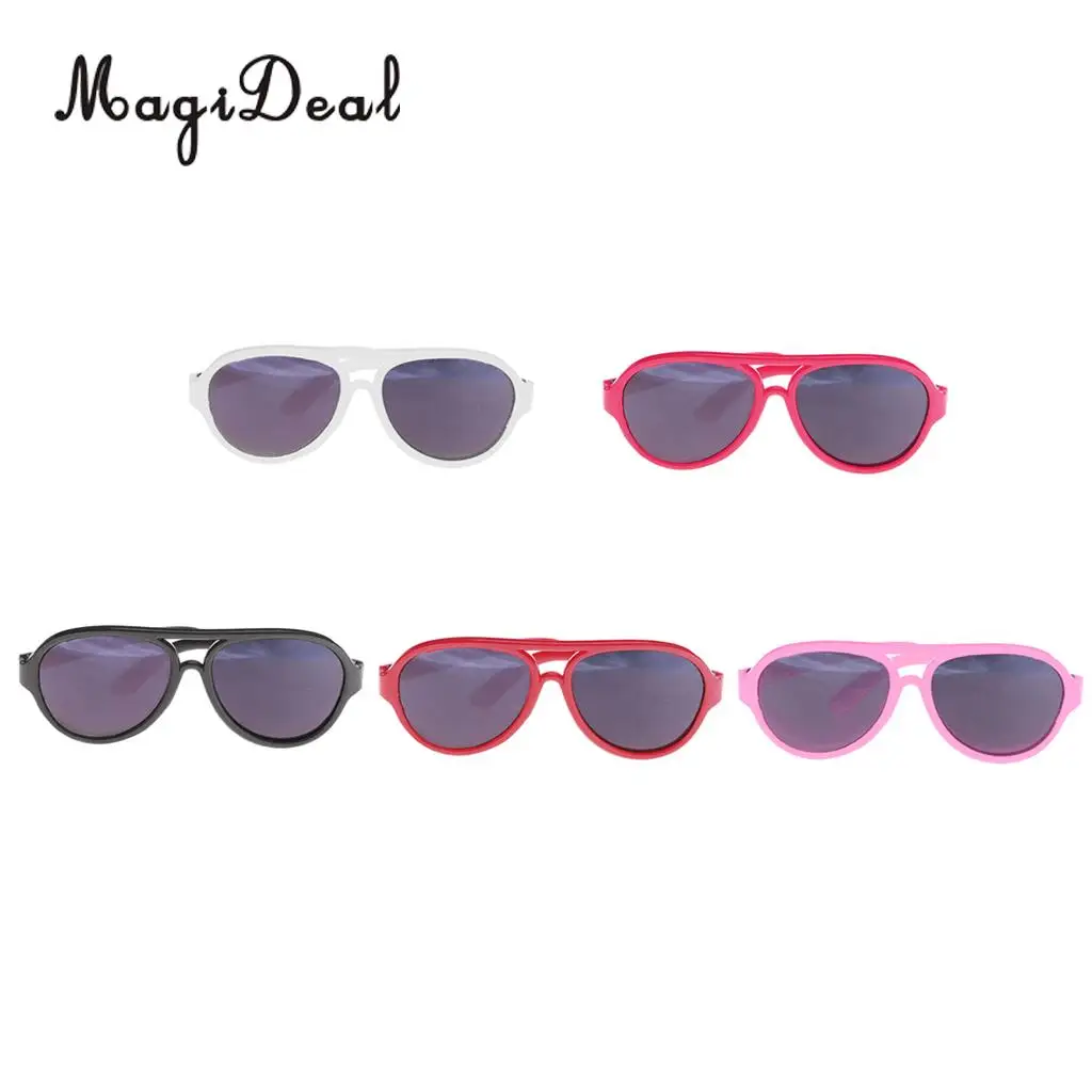 MagiDeal Fashion 1Pair Oval Frame Plastic Summer Glasses Sunglasses for 18 Inch   Dolls Dollhouse Acce Gift 5Colors