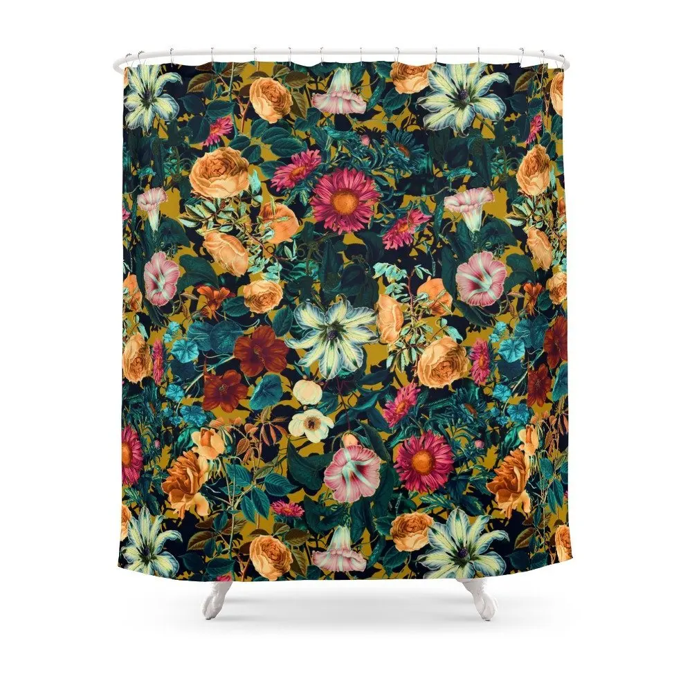 Floral Pattern Winter Garden Shower Curtain Custom Curtain ...