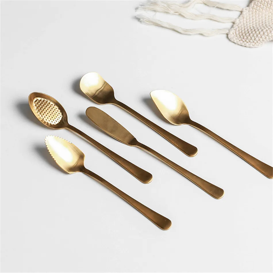 Chic Gold 304 Stainless Steel Spoon Teaspoon Coffee Spoons Fruit Ice Cream Elegant Spoon Girly Bow Tie Tableware Kitchen Tool (5)