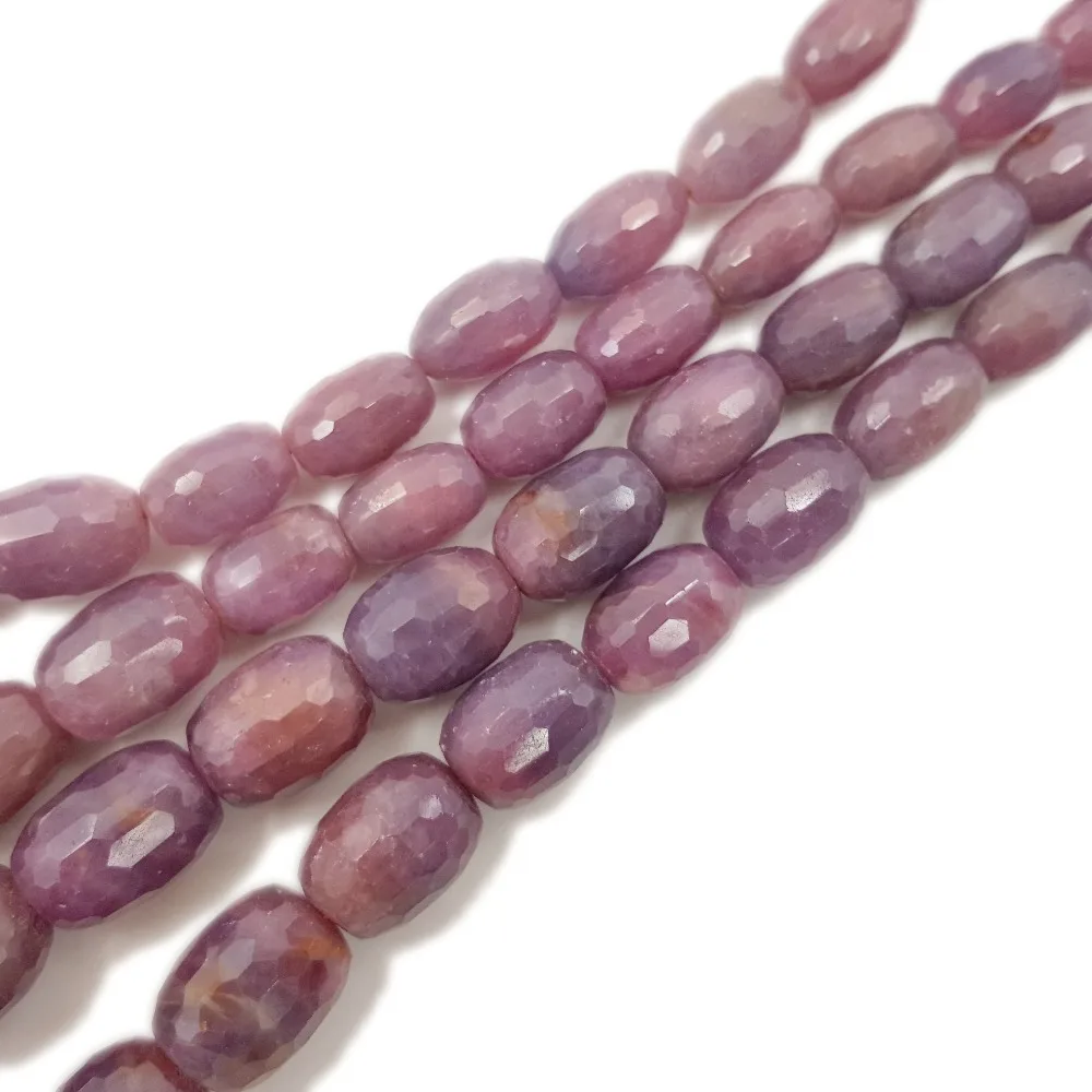 Lii Ji Natural Gemstone Ruby Drum Oval Shape Faceted beads Approx 5x10mm-12x15mm 38cm DIY Necklace Bracelet Making | Украшения и