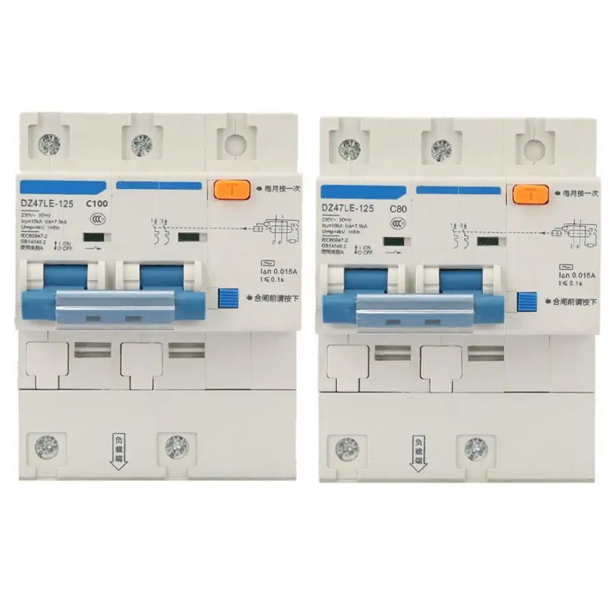 DZ47LE-125 AC 230 V 80/100/125A переключатель для защиты от утечки 2 P ток Автоматический выключатель коробка выключателя