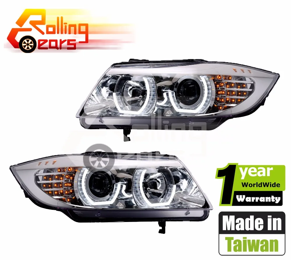 mod/èles 2005-2008 Rolling Gears E90 Chrom/é Projecteur de Phare LED Angel Eyes