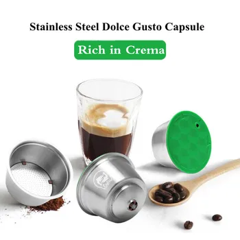 

For Dolce Gusto Refillable Crema Coffee Capsules Filter Cup Dripper Metal Stainless Steel Reusable Coffee Filter Coffee Tamper