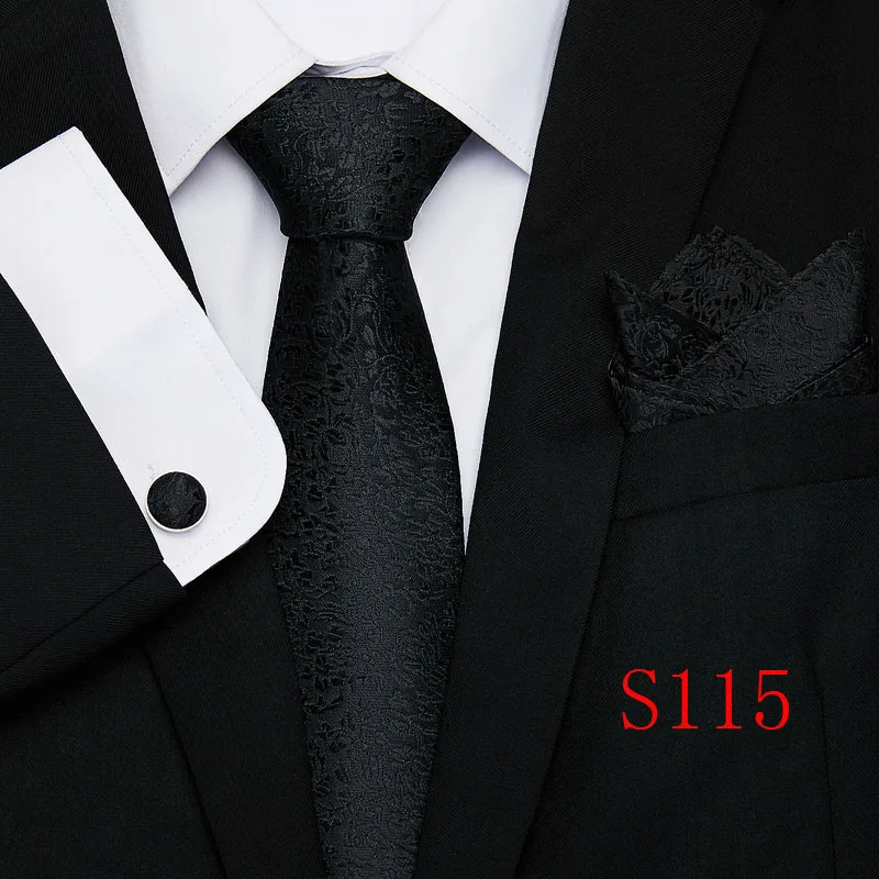 Бесплатная доставка 2019 мужской галстук 100% шёлковый жаккардовый тканый цветочный галстук носовой платок Запонки Наборы для формальной