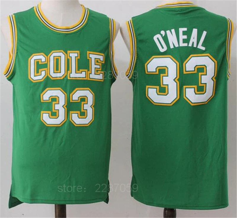 

Ediwallen Men 33 Shaq O'Neal High School Jerseys Cole Basketball Jerseys ONeal Green Sports Uniforms All Stitched High Quality