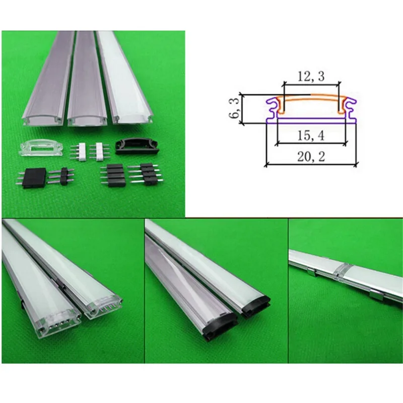 5-30 шт./лот ультра тонкий бесшовный алюминиевый профиль для светодиодной ленты, молочный/Прозрачный чехол для 15 мм pcb с фитингами