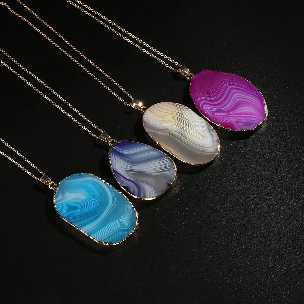 

1 PC 4 Colors Magic Druzy Emperor Quartz stone Natural Gold Pendant Chain Necklace Unisex Jewelry