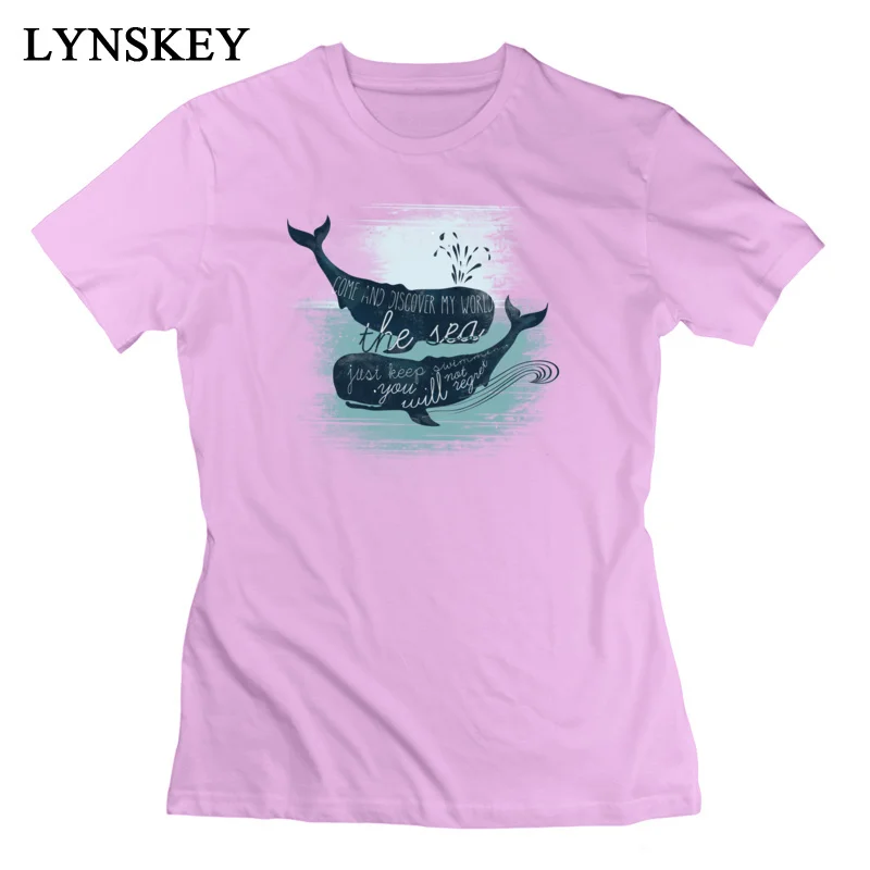 LYNSKEY Brand New Summer T Shirt Crewneck 100% Cotton Moby Whale Female Tops Shirt Short Sleeve Summer/Autumn Summer Tee-Shirts white