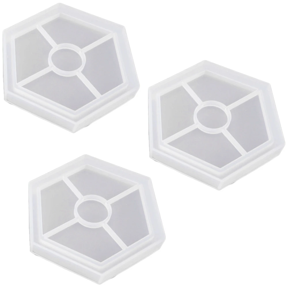 3 упак. Diy шестиугольная форма, шестиугольник Coaster Силиконовые формы, каретка Предотвращает деформацию, формы для литья с смолы, Con