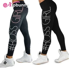 Aipbunny 2018 New Printed 'BOSEE GIRL' Slim Leggings push up hips high waist Ankle-Length Elastic Fitness Pencil leggins femme