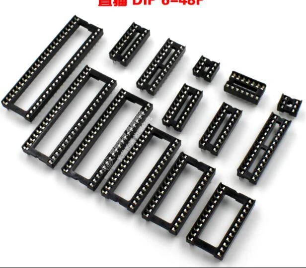 50pcs IC Socket DIP SIP Chip Socket Pin 2.54mm Pitch 6/8/14/16/18/20/24/28Pin 24/28/32/40Pin