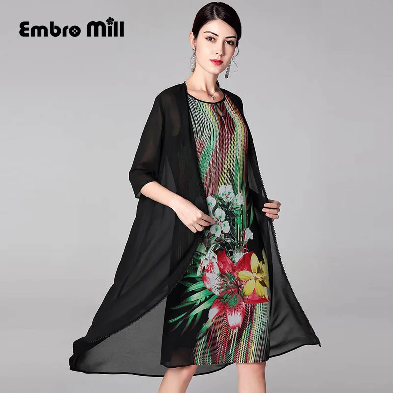 High end spring women cloak plus vest Two pieces slim dress elegant